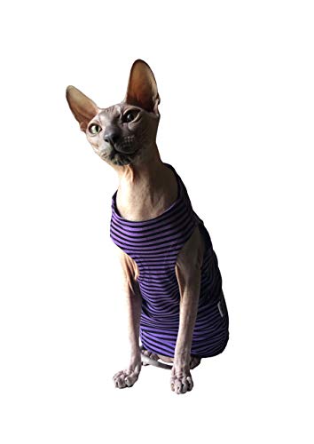 Kotomoda Cat Wear Tank Purple - Black Stripes (S) von Kotomoda