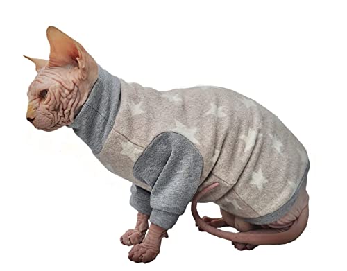 Kotomoda Katzenpullover Winterpullover Sortieren Sterne Bio Fleece für Sphynx und Nackte Katzen (S) von Kotomoda