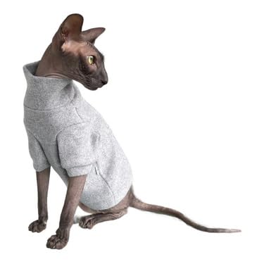 Kotomoda Kuscheliger Komfort für haarlose Schönheiten: Winterpullover, gebürstet, Kokosgrau, für Sphynx und nackte Katzen, Größe M von Kotomoda