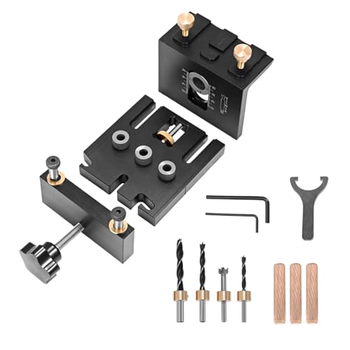 Kotsy bohrschablone 3 in 1 doweling jig 6/8/10/15 mm Schablonen Set Holzbearbeitungs Doweling Jig Kit mit Positionierungsclip Bohrer Perforator von Kotsy