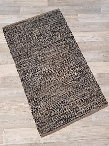 Kottig Fleckerlteppich Handweb Fleckerl Teppich Flickenteppich Mallorca 70x130 cm schwarz von Kottig