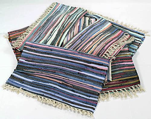 Kottig Fleckerlteppich Hochwertiger Handweb Fleckerl Teppich 70x140 cm 1.300g/m2 Multicolor Ökotex Schadstoff geprüft Flickenteppich von Kottig