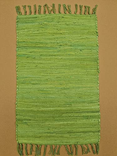 Kottig Fleckerl Handweb Teppich Fleckerlteppich Uni 120x170 Garmisch Flickenteppich Einfarbig (Grün) von Kottig