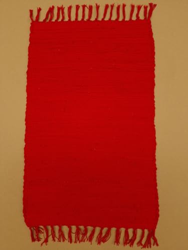 Kottig Fleckerl Handweb Teppich Fleckerlteppich Uni 120x170 Garmisch Flickenteppich Einfarbig (Rot) von Kottig