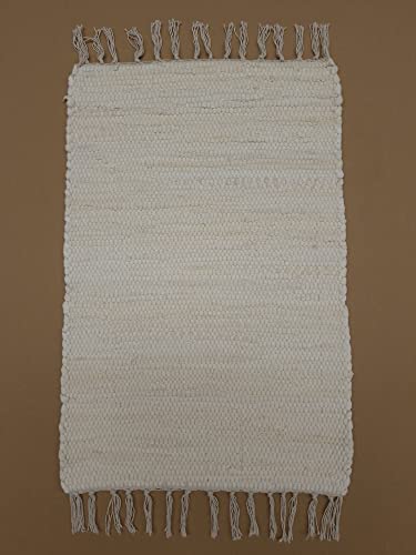 Kottig Fleckerl Handweb Teppich Fleckerlteppich Uni 60x90 Garmisch Flickenteppich Einfarbig (Beige) von Kottig