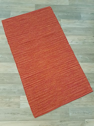 Kottig Fleckerlteppich Handweb Fleckerl Teppich Flickenteppich Mallorca 80x150 cm 100% rot von Kottig