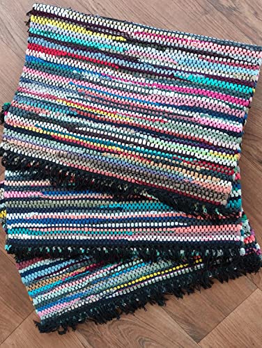 Kottig Fleckerlteppich Hochwertiger Handweb Fleckerl Teppich Arlberg 70x140 cm 2.200g/m2 schwere Qualität Multicolor von Kottig