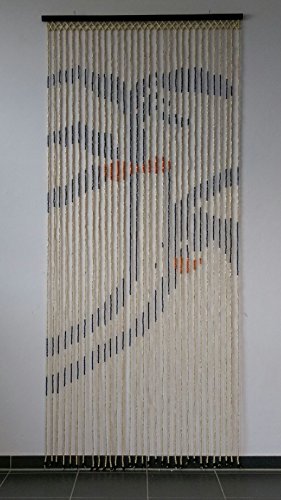 Kottig Perlholz Türvorhang Dekorationsvorhang Raumteiler Vorhang 90x200 cm mit Holzleiste Modell 06 von Kottig
