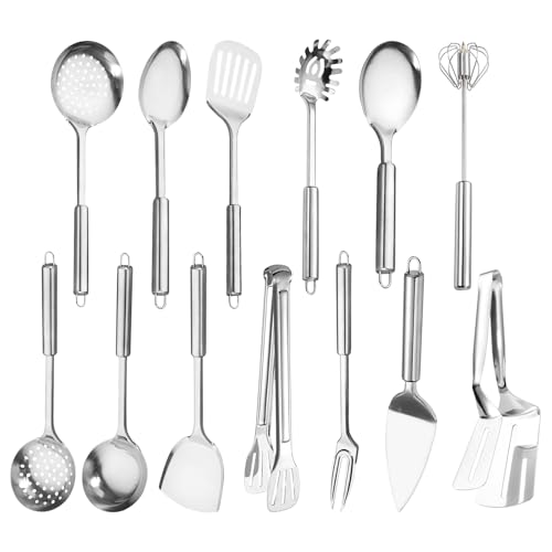 Kottwca Edelstahl Kochutensilien Set - 13 - Stück Set, Wärmebeständig, Kunststoff - frei, Antihaft Hitzebeständiger Küchenhelfer Set, Geschirrspülergeeignet - Ideal für alle Küchenbedürfnisse Kottwca Edelstahl Kochutensilien Set - 13 - Stück Set, Wärmebeständig, Kunststoff - frei, Antihaft Hitzebeständiger Küchenhelfer Set, Geschirrspülergeeignet - Ideal für alle Küchenbedürfnisse von Kottwca