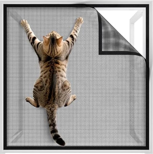 Kottwca Fliegengitter Fenster Katzensicher, Fliegengitter Ohne Bohren Fenster, 100 X 130CM, Sicher Gegen Katzen und Insekten, Einfache Installation, Fensterschutz Katze für Alle Fenster Dachfenster von Kottwca