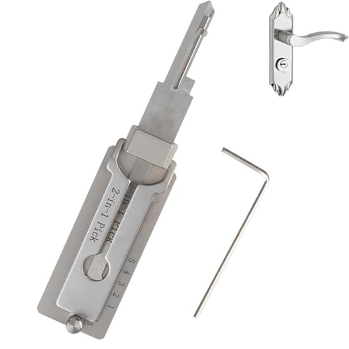 2-in-1-Edelstahl-Hauptschlüssel-Decoder, Schlösser-Picking-Set, Schlösser Picking-Werkzeug, Schlüssel-Decoder, Dietrich- und Entcoder-Werkzeug, Zugangstüren, verschiedene Formen von Kouamor