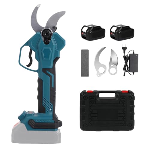 Kabellose Elektro-Astschere Profi Ø10-40mm mit 15.000mAh Akku & LCD-Display – Ideales Gartengerät für Obstbaumschnitt, Strauchpflege und Gehölzarbeiten (2 Batterien 1 Ladegerät) von Kouamor