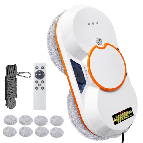Kouamor Fensterwischroboter mit automatischem Doppelwasserstrahl, AI Wassertank von 60 ml, automatischer Fensterwischroboter, 3 Modi, 3800 Pa starke Saugkraft (B) von Kouamor