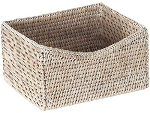 Kouboo La Jolla Rattan Organizing and Shelf Basket, Honey-Brown_P, Rattan und Korbweide, White Wash, 24.765000000000001 x 20.32 x 13.97 cm von Kouboo