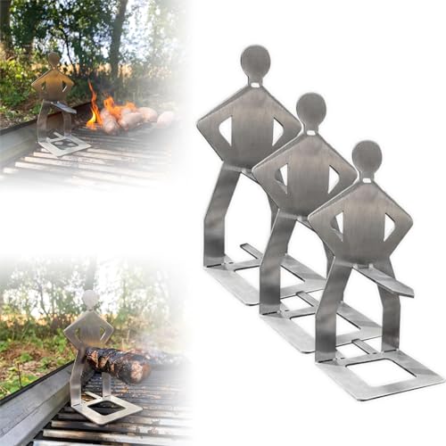 Grillwursthalter Aus Edelstahl, Kreativer Stehender Mann Wurst Grillständer, Tragbarer Hot Dog Bräter, Hot Dog Grillhalter Für Outdoor Camping Kochzubehör (3Pcs) von Koufeil