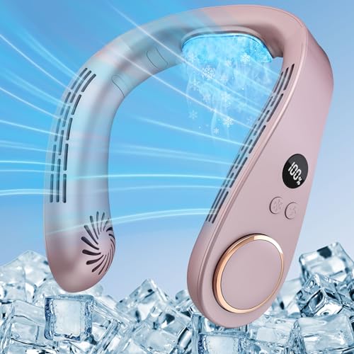 Kouric Hals Ventilator mit Kühlung,5500mAh Tragbarer Ventilator zum Umhängen,Air Conditioner Portable Fan Hellviolett von Kouric