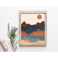 Berg Sonnenuntergang Kunstdruck, Gebirge Wand Dekor von KourtniGunnArt