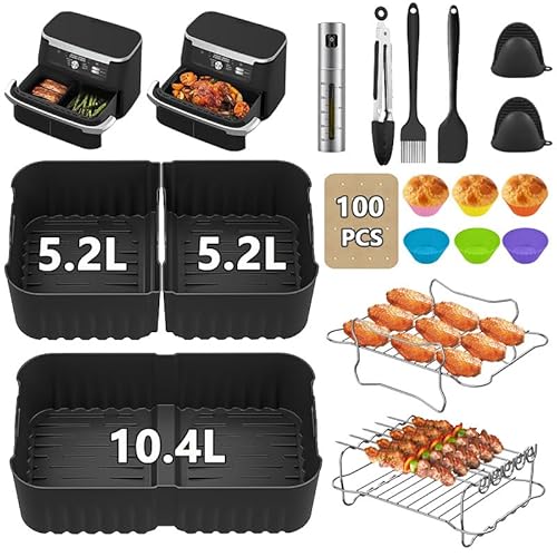 Kousee Ninja Heißluftfritteuse Zubehör für Ninja Foodi Flexdrawer 10.4 L AF500DE, COSORI Heißluftfritteuse Zubehör 10L Silikonform, Airfryer Zubehör für Ninja AF500EU AF500EUCP von Kousee