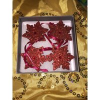 Set Von 4.leuchtend Rote Schneeflocke.glitzer Schneeflocke Geschenk Dekoration. Mini Glitzer Ornament. Charm. Swarovski Kristall Set Von 4.leuchtend Rote Schneeflocke.glitzer Schneeflocke Geschenk Dekoration. Mini Glitzer Ornament. Charm. Swarovski Kristall von KousoulasKreations