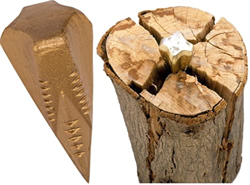 Spaltgranate ca.1,6kg + 1x BILDMAGNET! Hochwertiger Spaltkeil Keil-Kreuzform Spezialstahl für Holz, Holzspaltung, Spaltaxt Spalthammer Holzspalter, Spaltwerkzeug, Drehspaltkeil Drehkeil Fällkeil, Gold von KOVA
