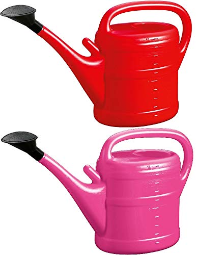 2X Gießkanne 10L PINK + ROT + 1x KÜHLSCHRANKMAGNET! Giesskanne Kunststoff für groß & klein Garten & Zimmerpflanzen Gießkannen Gieskanne Gieskannen 10 Liter Watering Can Gieskannen10Liter lr von KOVA