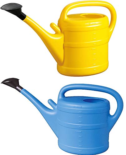 2X Gießkanne 10L GELB + HELLBLAU + 1x KÜHLSCHRANKMAGNET! Giesskanne Kunststoff für groß & klein Garten & Zimmerpflanzen Gießkannen Gieskanne Gieskannen 10 Liter Watering Can Gieskannen10Liter lr von KOVA