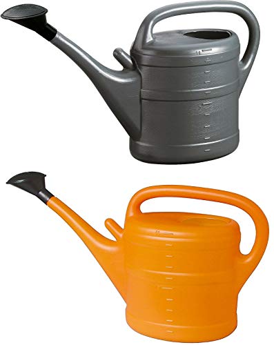 2X Gießkanne 10L ANTHRAZIT + ORANGE + 1x KÜHLSCHRANKMAGNET! Giesskanne Kunststoff für groß & klein Garten & Zimmerpflanzen Gießkannen Gieskanne Gieskannen 10 Liter Watering Can Gieskannen10Liter lr von KOVA