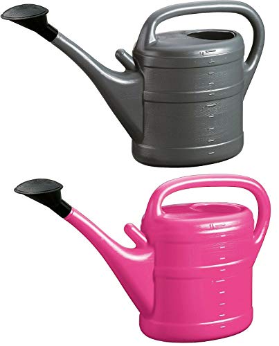 2X Gießkanne 10L ANTHRAZIT + PINK + 1x KÜHLSCHRANKMAGNET! Giesskanne Kunststoff für groß & klein Garten & Zimmerpflanzen Gießkannen Gieskanne Gieskannen 10 Liter Watering Can Gieskannen10Liter lr von KOVA