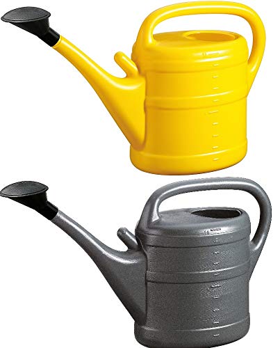 2X Gießkanne 10L GELB + ANTHRAZIT + 1x KÜHLSCHRANKMAGNET! Giesskanne Kunststoff für groß & klein Garten & Zimmerpflanzen Gießkannen Gieskanne Gieskannen 10 Liter Watering Can Gieskannen10Liter lr von KOVA