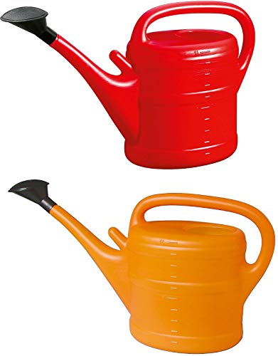 2X Gießkanne 10L ROT + ORANGE + 1x KÜHLSCHRANKMAGNET! Giesskanne Kunststoff für groß & klein Garten & Zimmerpflanzen Gießkannen Gieskanne Gieskannen 10 Liter Watering Can Gieskannen10Liter lr von KOVA