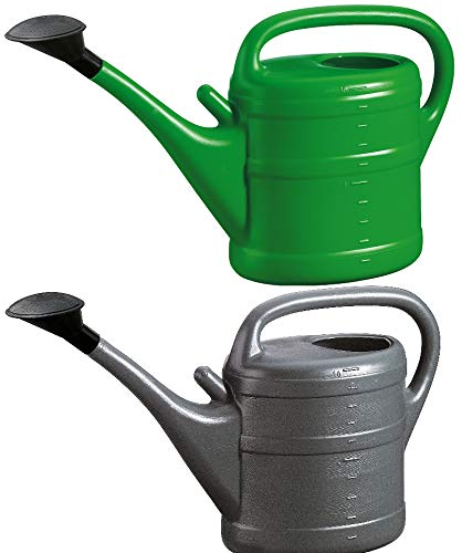 2X Gießkanne 10L ANTHRAZIT + GRÜN + 1x KÜHLSCHRANKMAGNET! Giesskanne Kunststoff für groß & klein Garten & Zimmerpflanzen Gießkannen Gieskanne Gieskannen 10 Liter Watering Can Gieskannen10Liter lr von KOVA