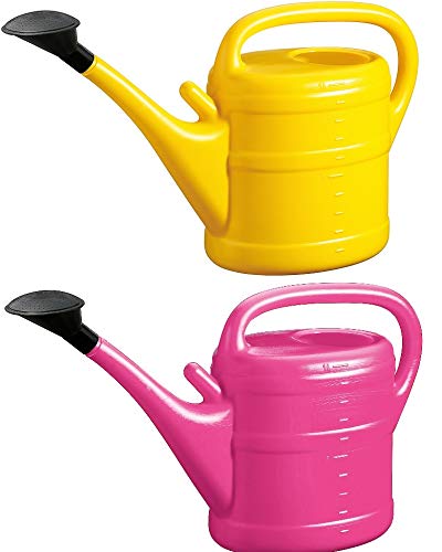 2X Gießkanne 10L PINK + GELB + 1x KÜHLSCHRANKMAGNET! Giesskanne Kunststoff für groß & klein Garten & Zimmerpflanzen Gießkannen Gieskanne Gieskannen 10 Liter Watering Can Gieskannen10Liter lr von KOVA