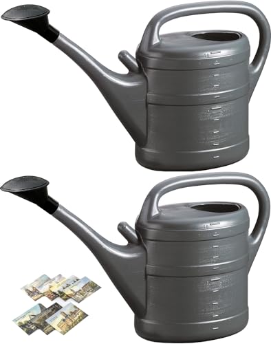 2X Gießkanne 10L ANTHRAZIT + 1x KÜHLSCHRANKMAGNET! Blumenkanne Kunststoff für groß & klein, Garten & Zimmerpflanzen Gießkannen Gieskanne Gieskannen Giesskanne 10 Liter Watering Can Gieskannen10Liter von KOVA