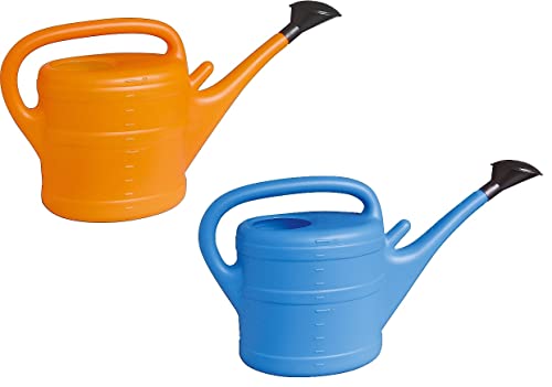 2X Gießkanne 10L ORANGE + HELLBLAU + 1x KÜHLSCHRANKMAGNET! Giesskanne Kunststoff für groß & klein Garten & Zimmerpflanzen Gießkannen Gieskanne Gieskannen 10 Liter Watering Can Gieskannen10Liter lr von KOVA