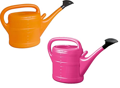 2X Gießkanne 10L ORANGE + PINK + 1x KÜHLSCHRANKMAGNET! Giesskanne Kunststoff für groß & klein Garten & Zimmerpflanzen Gießkannen Gieskanne Gieskannen 10 Liter Watering Can Gieskannen10Liter lr von KOVA