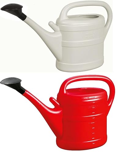 2X Gießkanne 10L HELLGRAU + ROT + 1x KÜHLSCHRANKMAGNET! Giesskanne Kunststoff für groß & klein Garten & Zimmerpflanzen Gießkannen Gieskanne Gieskannen 10 Liter Watering Can Gieskannen10Liter lr von KOVA