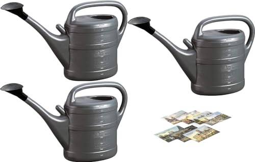 3X Gießkanne 10L ANTHRAZIT + 1x KÜHLSCHRANKMAGNET! Blumenkanne Kunststoff für groß & klein Garten & Zimmerpflanzen Gießkannen Gieskanne Gieskannen Giesskanne 10 Liter Watering Can Gieskannen10Liter lr von KOVA