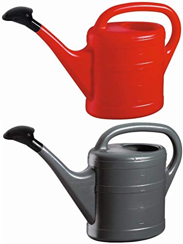 2X Gießkanne 5L ROT + ANTHRAZIT + 1x KÜHLSCHRANKMAGNET! Gießkannen Kunststoff für groß & klein, Garten & Zimmerpflanzen Gieskanne Gieskannen Giesskanne 5 Liter Watering Can Kinder Zimmergießkanne von KOVA