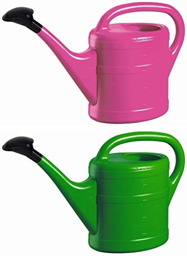 2X Gießkanne 5L PINK + GRÜN + 1x KÜHLSCHRANKMAGNET! Gießkannen Kunststoff für groß & klein, Garten & Zimmerpflanzen Gieskanne Gieskannen Giesskanne 5 Liter Watering Can Kinder Zimmergießkanne von KOVA