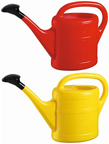 2X Gießkanne 5L ROT + GELB + 1x KÜHLSCHRANKMAGNET! Gießkannen Kunststoff für groß & klein, Garten & Zimmerpflanzen Gieskanne Gieskannen Giesskanne 5 Liter Watering Can Kinder Zimmergießkanne von KOVA