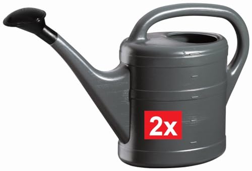 KOVA 2X Gießkanne 5L ANTHRAZIT + 1x BILDMAGNET! Blumenkanne Kunststoff für groß & klein Garten & Zimmerpflanzen Gießkannen Gieskanne Gieskannen Giesskanne 5 Liter Watering Can Kinder Zimmergießkanne von KOVA