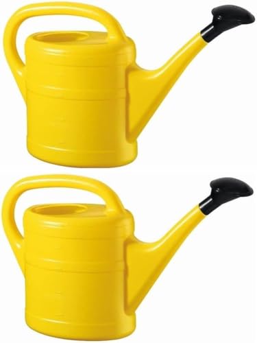 KOVA 2X Gießkanne 5L Gelb + 1x BILDMAGNET! Blumenkanne Kunststoff für groß & klein Garten & Zimmerpflanzen Gießkannen Gieskanne Gieskannen Giesskanne 5 Liter Watering Can Kinder Zimmergießkanne von KOVA