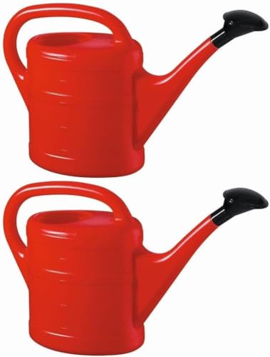 KOVA 2X Gießkanne 5L ROT + 1x BILDMAGNET! Blumenkanne Kunststoff für groß & klein Garten & Zimmerpflanzen Gießkannen Gieskanne Gieskannen Giesskanne 5 Liter Watering Can Kinder Zimmergießkanne von KOVA