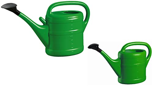 Gießkannen Set (10L + 5L) GRÜN + 1x KÜHLSCHRANKMAGNET! Blumenkanne Kunststoff, Gießkanne groß & klein für Garten & Zimmerpflanzen Gieskannen Giesskanne 10 & 5 Liter Watering Can Gieskannen10Liter von KOVA