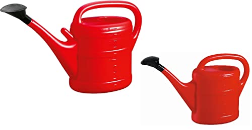 Gießkannen Set (10L + 5L) ROT + 1x KÜHLSCHRANKMAGNET! Blumenkanne Kunststoff, Gießkanne groß & klein für Garten & Zimmerpflanzen Gieskannen Giesskanne 10 & 5 Liter Watering Can Gieskannen10Liter von KOVA