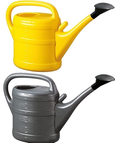 2X Gießkanne 10L ANTHRAZIT + GELB + 1x KÜHLSCHRANKMAGNET! Giesskanne Kunststoff für groß & klein Garten & Zimmerpflanzen Gießkannen Gieskanne Gieskannen 10 Liter Watering Can Gieskannen10Liter lr von KOVA