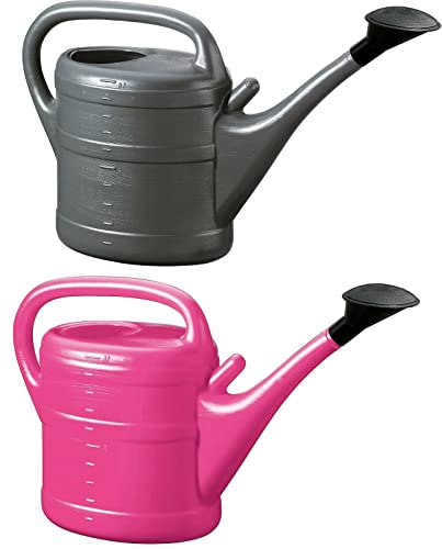 2X Gießkanne 10L ANTHRAZIT + PINK + 1x KÜHLSCHRANKMAGNET! Giesskanne Kunststoff für groß & klein Garten & Zimmerpflanzen Gießkannen Gieskanne Gieskannen 10 Liter Watering Can Gieskannen10Liter lr von KOVA