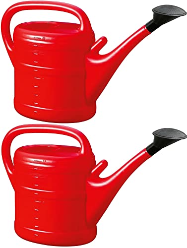 2X Gießkanne 10L ROT + ROT + 1x KÜHLSCHRANKMAGNET! Giesskanne Kunststoff für groß & klein Garten & Zimmerpflanzen Gießkannen Gieskanne Gieskannen 10 Liter Watering Can Gieskannen10Liter lr von KOVA