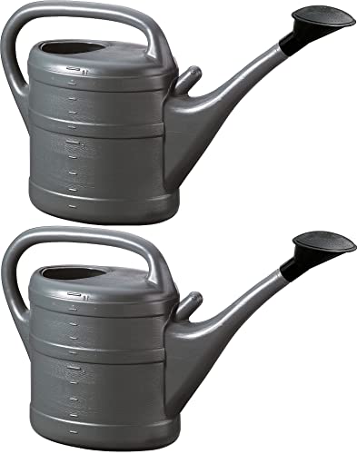 2X Gießkanne 10L ANTHRAZIT + 1x BILDMAGNET! Blumenkanne Kunststoff für groß & klein, Garten & Zimmerpflanzen Gießkannen Gieskanne Gieskannen Giesskanne 10 L Liter Watering Can Gieskannen10Liter von KOVA