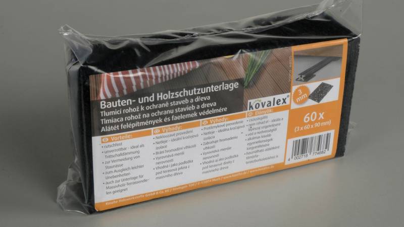 Kovalex Bautenschutzunterlage 90 x 60 x 3 mm schwarz 60 Stück von Kovalex